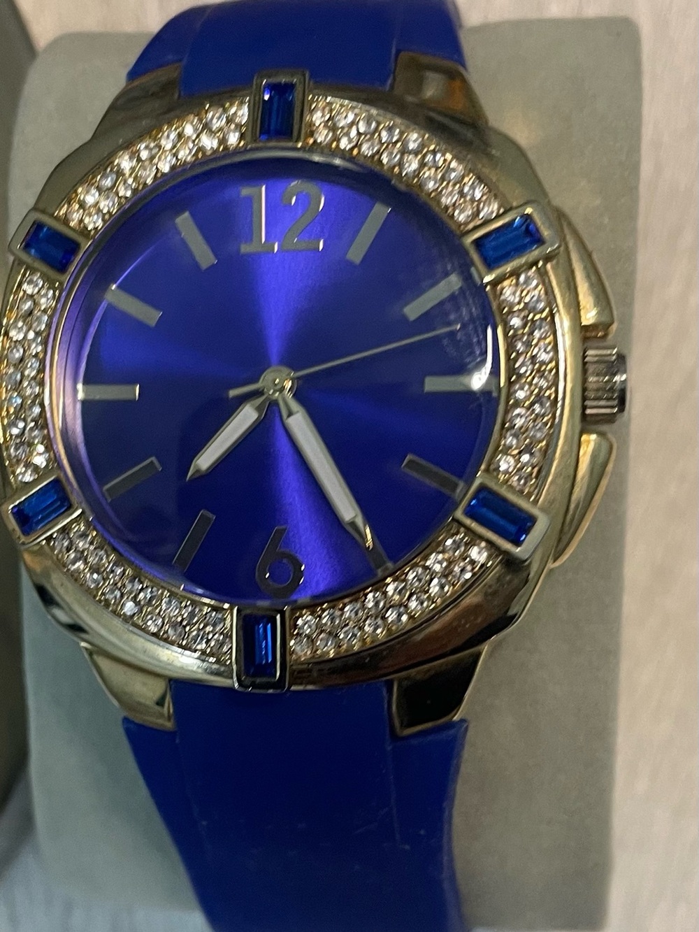 Adrienne Cobalt Blue Crystal Accent Watch Silicone Strap (Women’s Wristwatch)